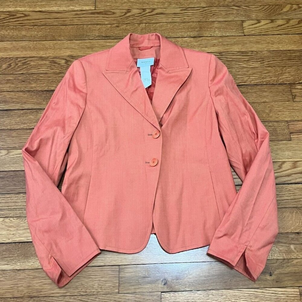 AKRIS PUNTO Orange Wool Blend Blazer Jacket Women's Size 4 Regular 2 Button